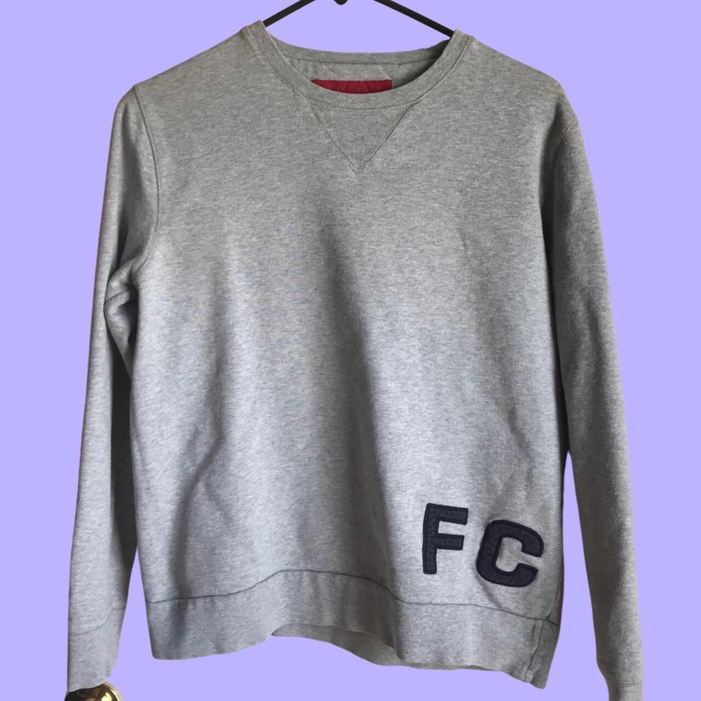 FCUK (French connection) grey sweatshirt. Logo wraps around bottom edged
